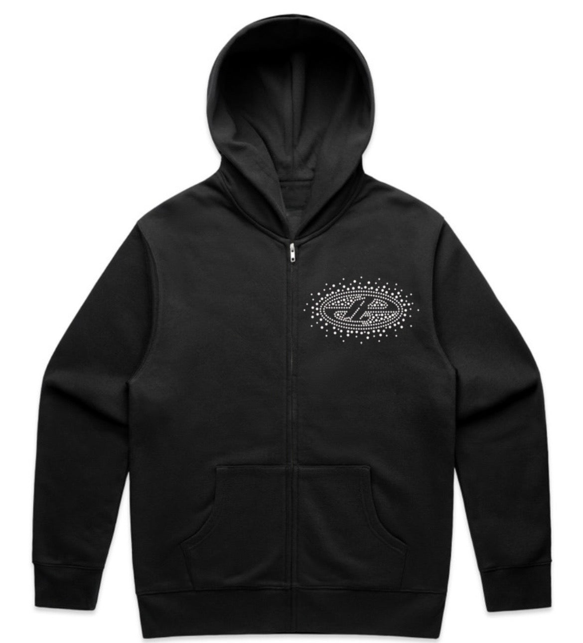 Black Rhinestone Zip Up