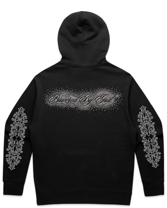 Black Rhinestone Zip Up